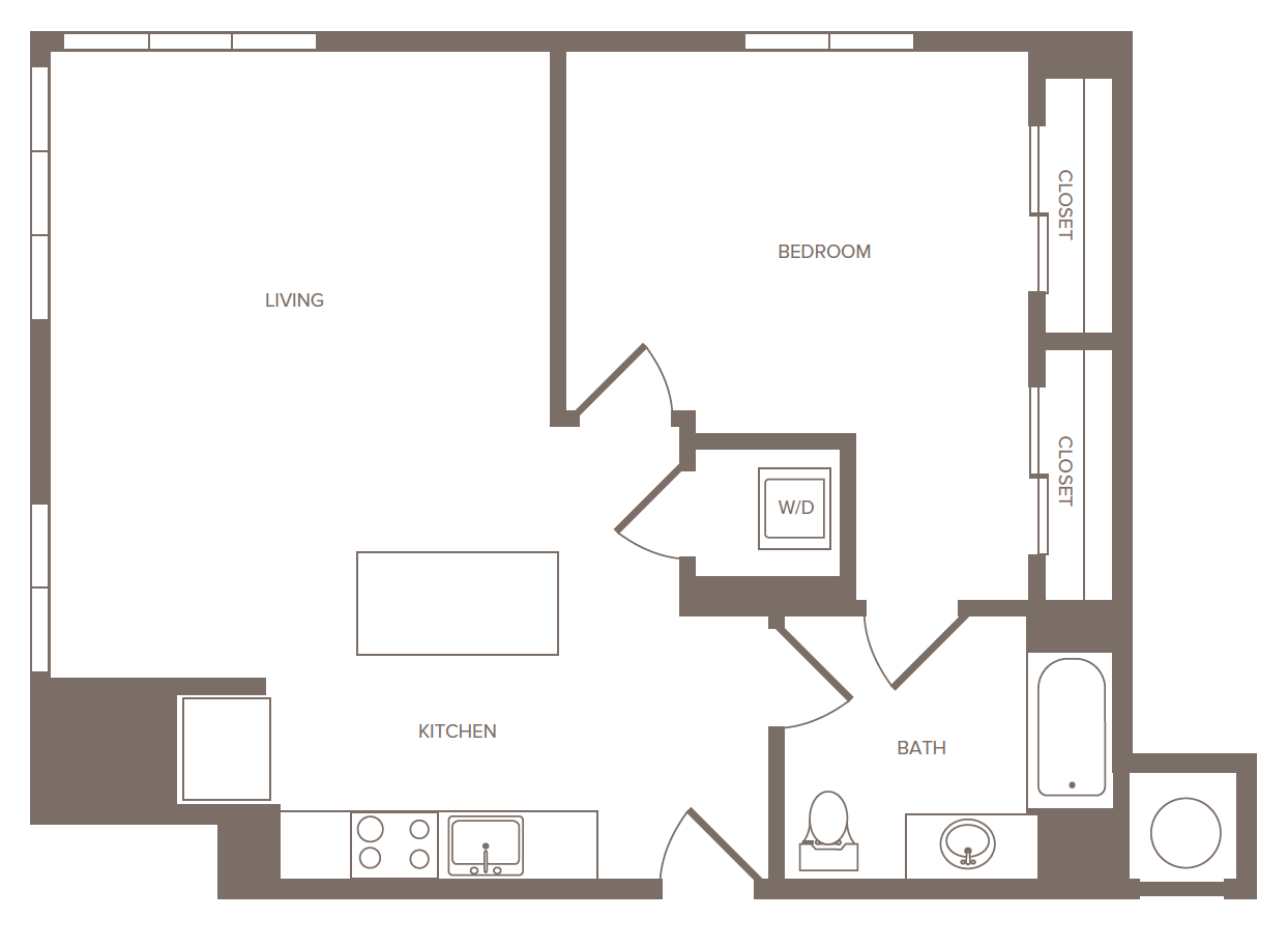 Floorplan for Apartment #1101, 1 bedroom unit at Halstead Parsippany